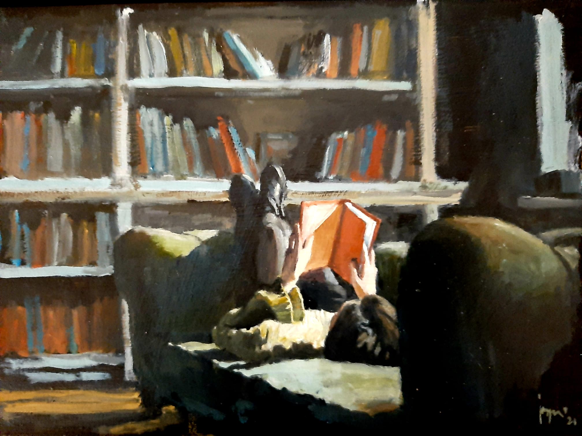 Lekker lezen Schilderij Kunst Schilder Jasper van Deutekom Arnhem Pizza Bestsellers